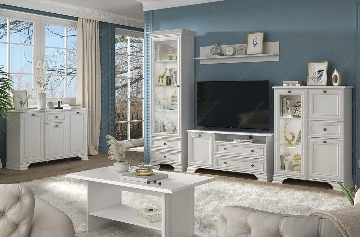 Шкаф с витриной Тиффани 1V2S белый | изображение 1