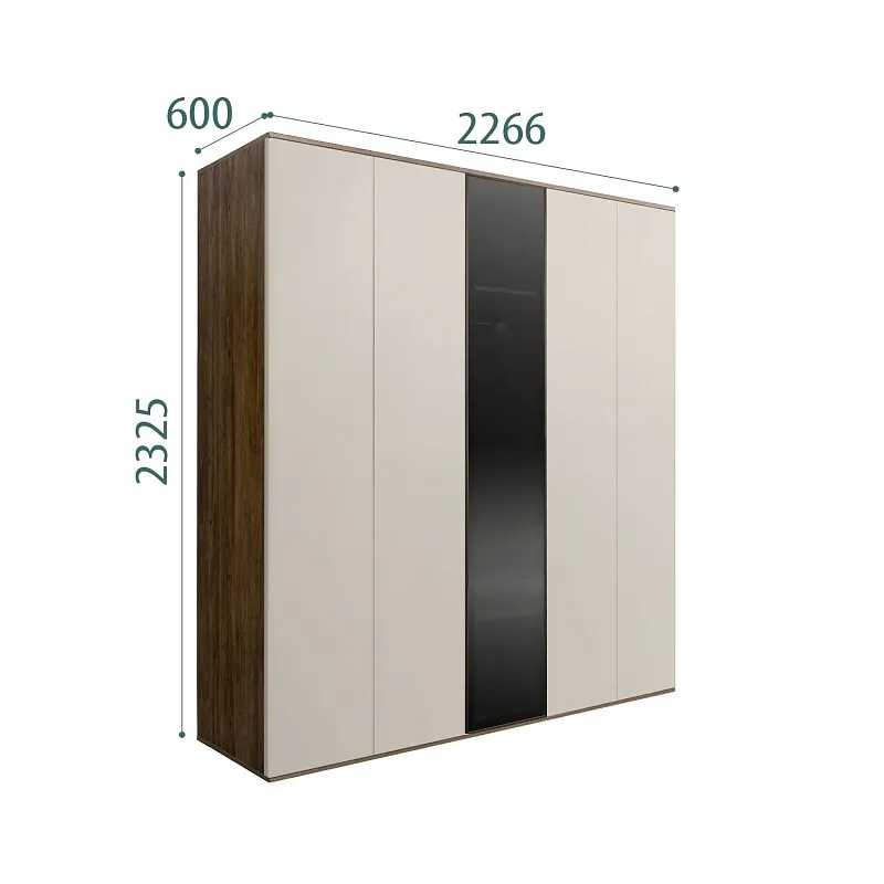 Шкаф 5-ти дв. Bogemia Woodline Air (Шелк/Черный) БМШ2/5(1)