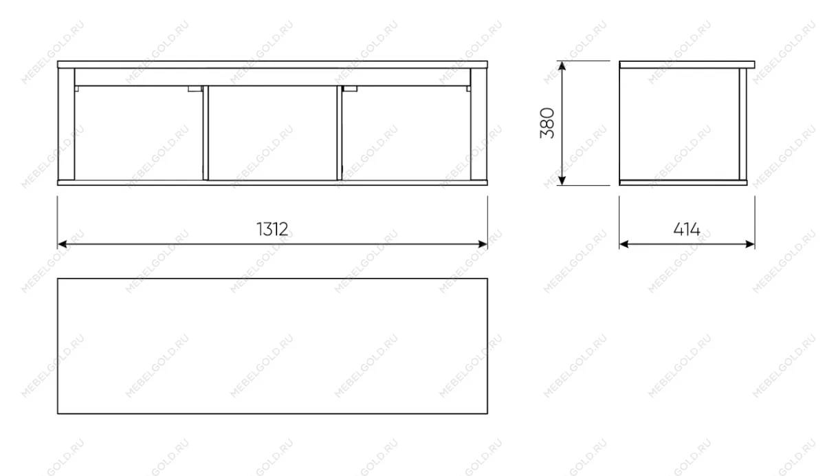 САГА полка навесная 3 секции белая/ясень | изображение 1