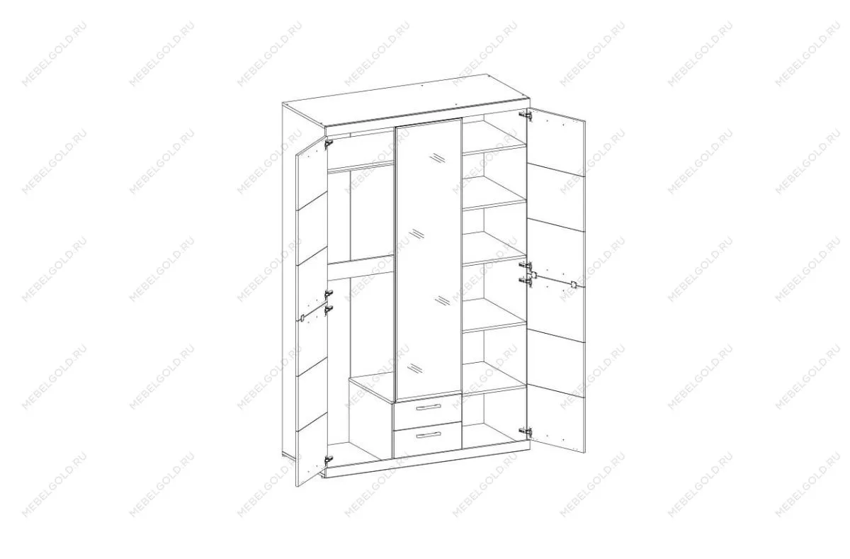 Шкаф 3-створчатый Оскар 3D2S | изображение 3