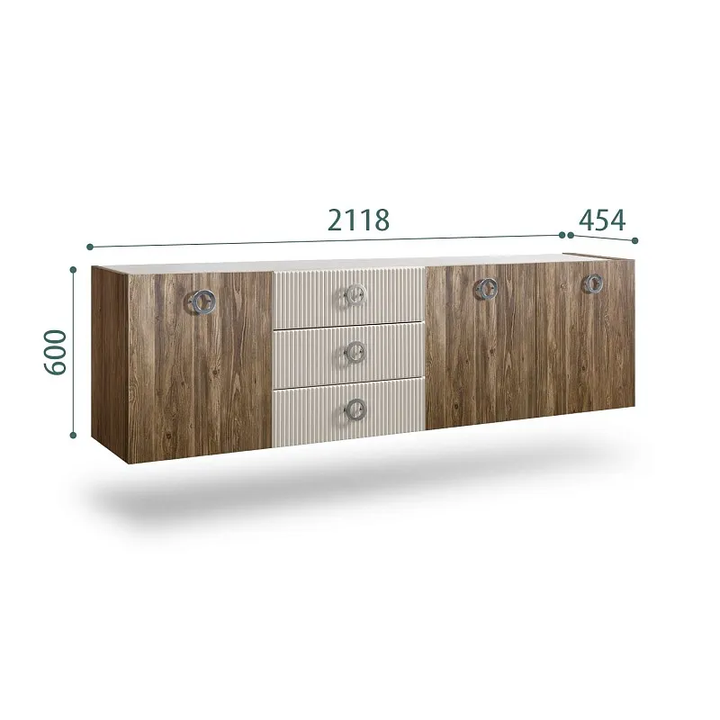 Комод 2.1м Bogemia Woodline Fly Wood Fi (Шелк) (Novabuk/Хром) БМКМ-5