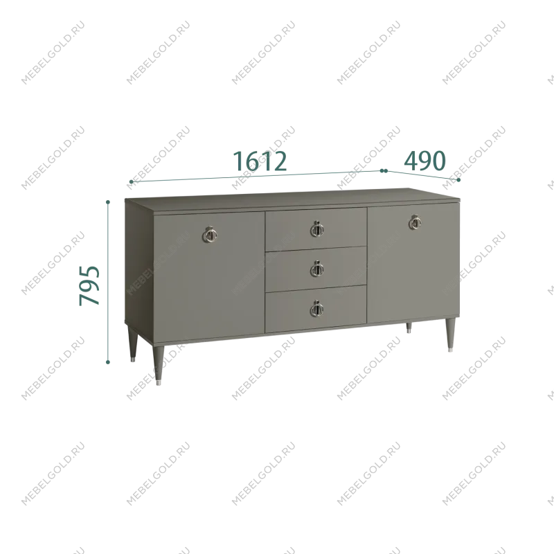Комод для гостиной 1.6 Римини (Серый/Серебро) РМКМ-4