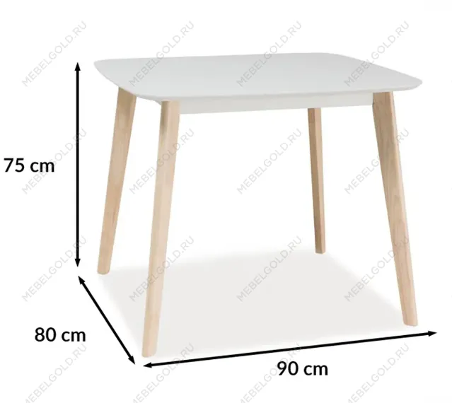 Стол обеденный Signal TIBI 90 (беленый дуб) | изображение 2