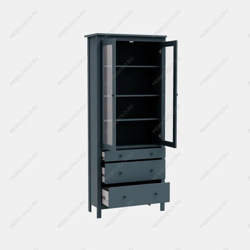 САГА шкаф с витриной 90 МОРУ темно-бирюзовый | изображение 1