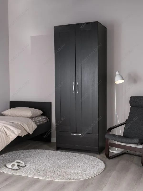 Шкаф Сириус, 2 двери и 1 ящик, 78х59х220 см, черно-коричневый, дуб венге | изображение 5