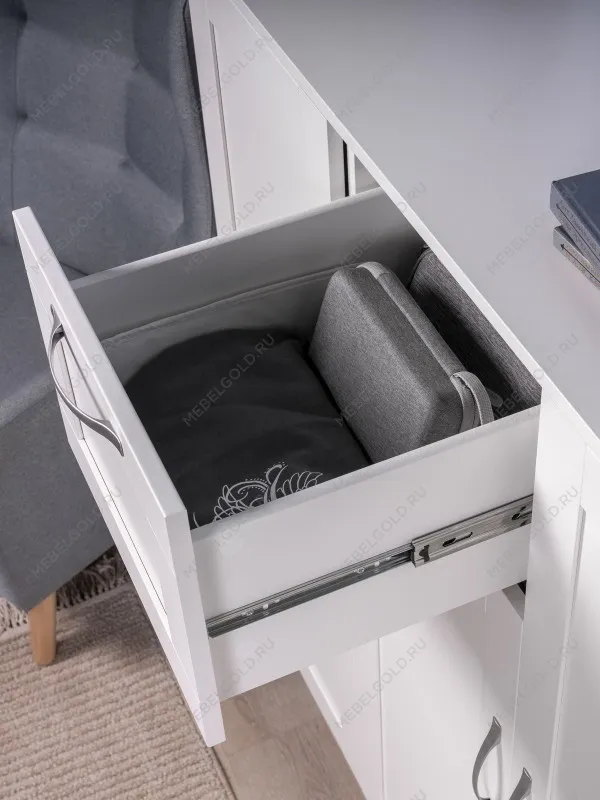 Тумба Сириус 3 двери, 1 ящик, 117х41х124 см, белая | изображение 4