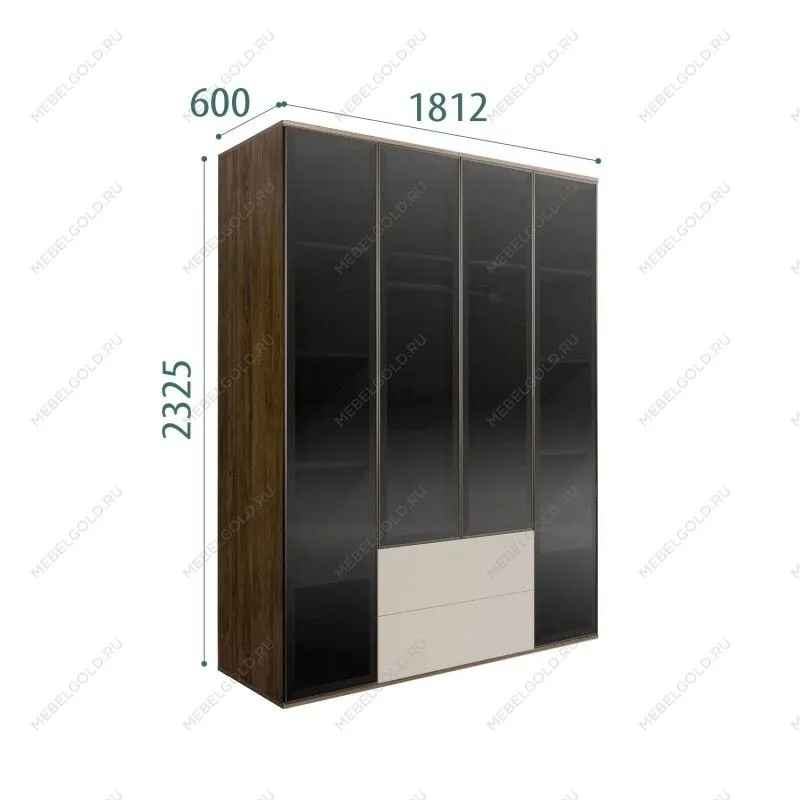 Шкаф 4-х дв. с ящиками Bogemia Woodline Air (Шелк/Черный) БМШ2/42(4)