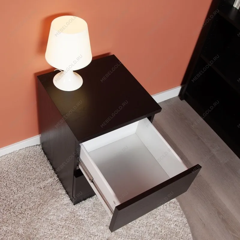 Тумба прикроватная Варма, 2 ящика, 40х55х40 см, шпон натурального дерева, ясень черный | изображение 3