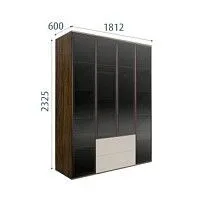 Шкаф 4-х дв. с ящиками Bogemia Woodline Air (Шелк/Черный) БМШ2/42(4)