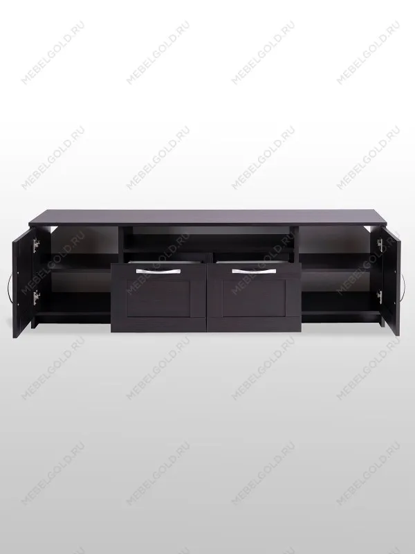 Тумба для ТВ Сириус, 2 двери и 2 ящика, 156х41х47 см, дуб венге, черно-коричневая | изображение 8