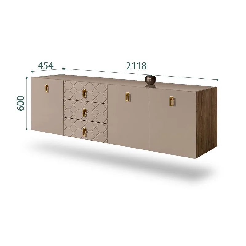 Комод 2.1м Bogemia Woodline Fly Fa (Мокка) (Lakobel/Золото) БМКМ-5