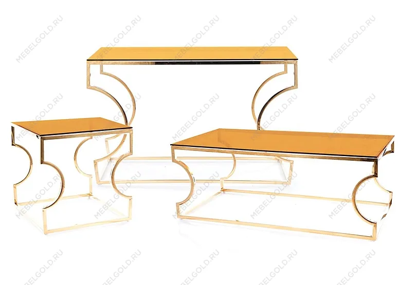 Стол журнальный Signal KENZO A (дымчатый янтарь/золотой) | изображение 4