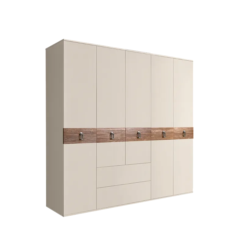 Шкаф 5-ти дверный с ящиками, Bogemia Wood Fa (Слоновая кость/Хром) БМШ2/51(Wo)