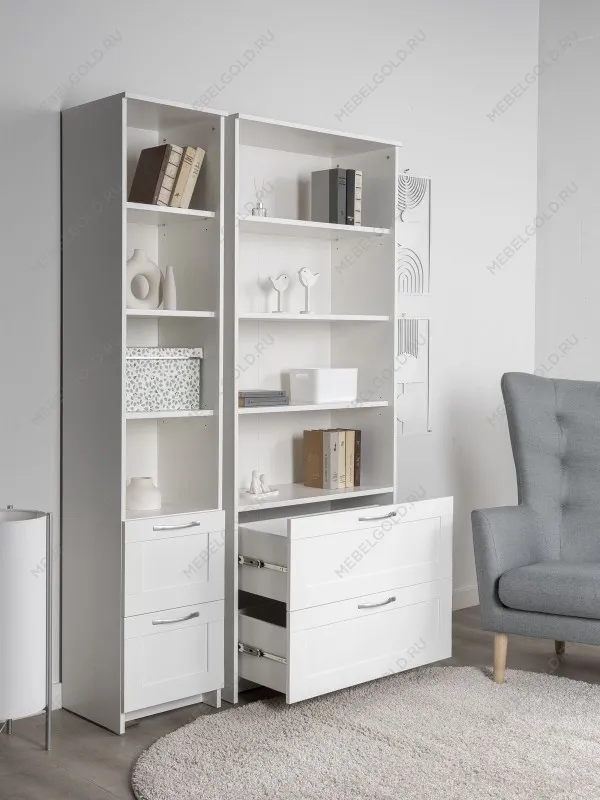 Стеллаж Сириус, 2 ящика, 78х35х190 см, белый | изображение 6