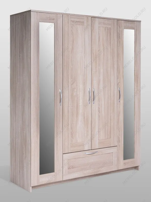 Шкаф Сириус, 4 двери и 1 ящик с зеркалами, 156х50х190 см, дуб сонома | изображение 6