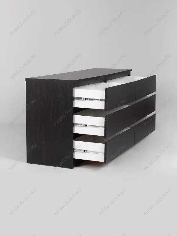 Комод Мальта, 6 ящиков, горизонтальный, с доводчиками, 160х48х76 см, черно-коричневый, дуб венге | изображение 10