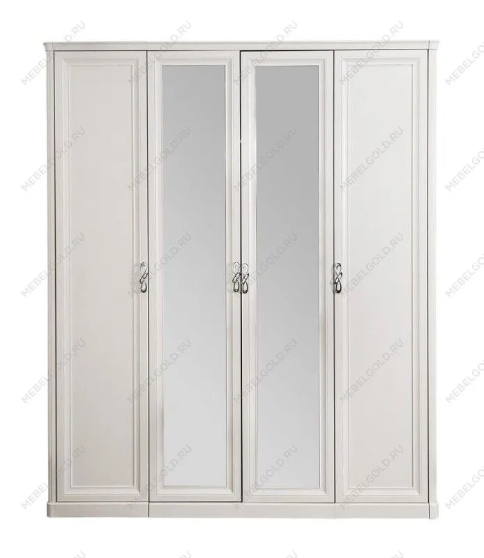 Шкаф Мишель 4-дверный (1+2+1) с зеркалом белый матовый | изображение 1