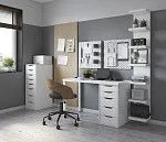 ИНГАР стол письменный ИКЕА / IKEA белый,120x75, с одной тумбой | изображение 4