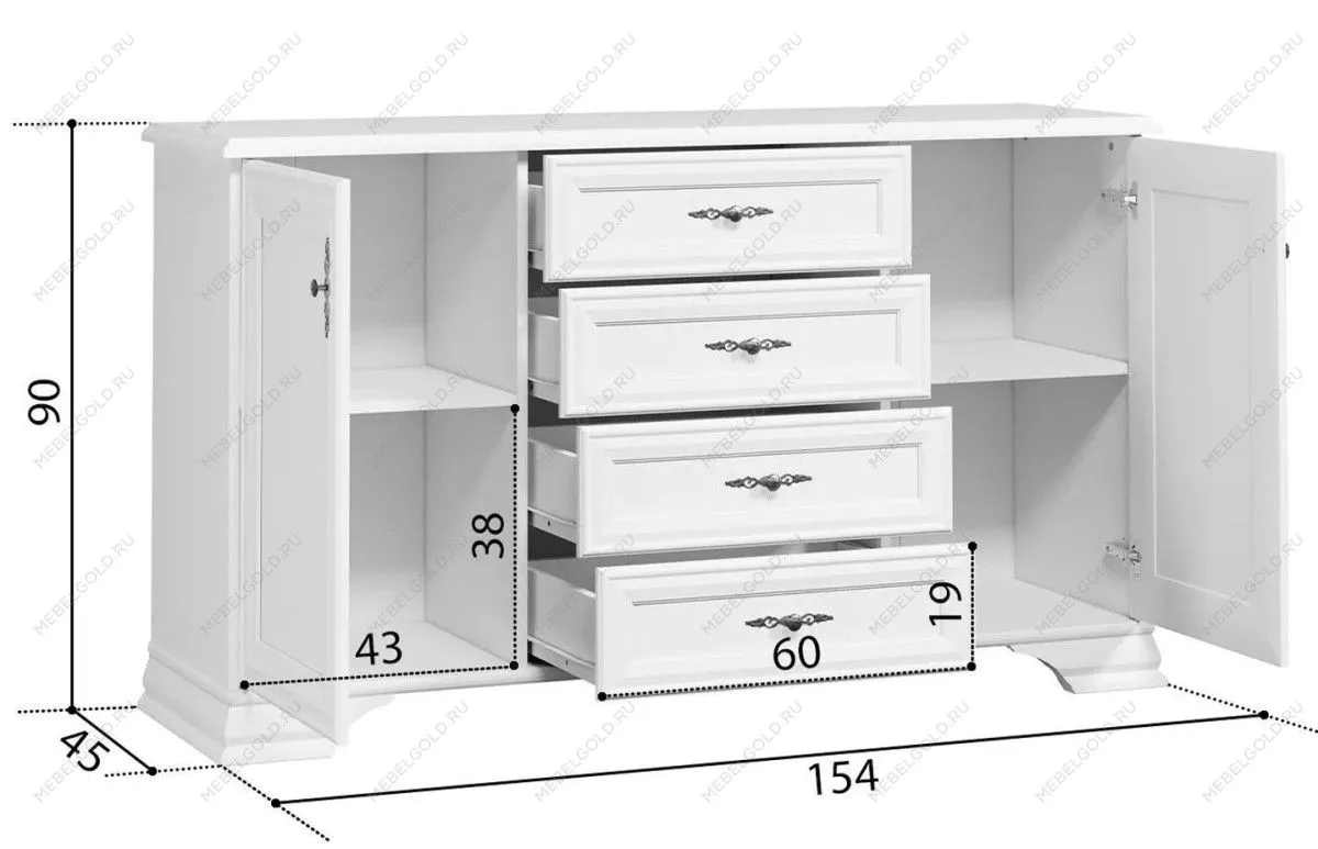 Тумба Кентаки KOM2D4S белый | изображение 1