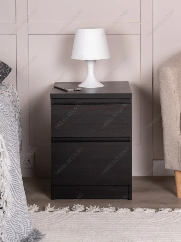 Тумба прикроватная Кастор, 2 ящика, 40х37х49 см, черно-коричневая, дуб венге | изображение 13