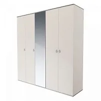 Шкаф 5-ти дверный с зеркалом Римини (Слоновая кость/Серебро) РМШ1/5