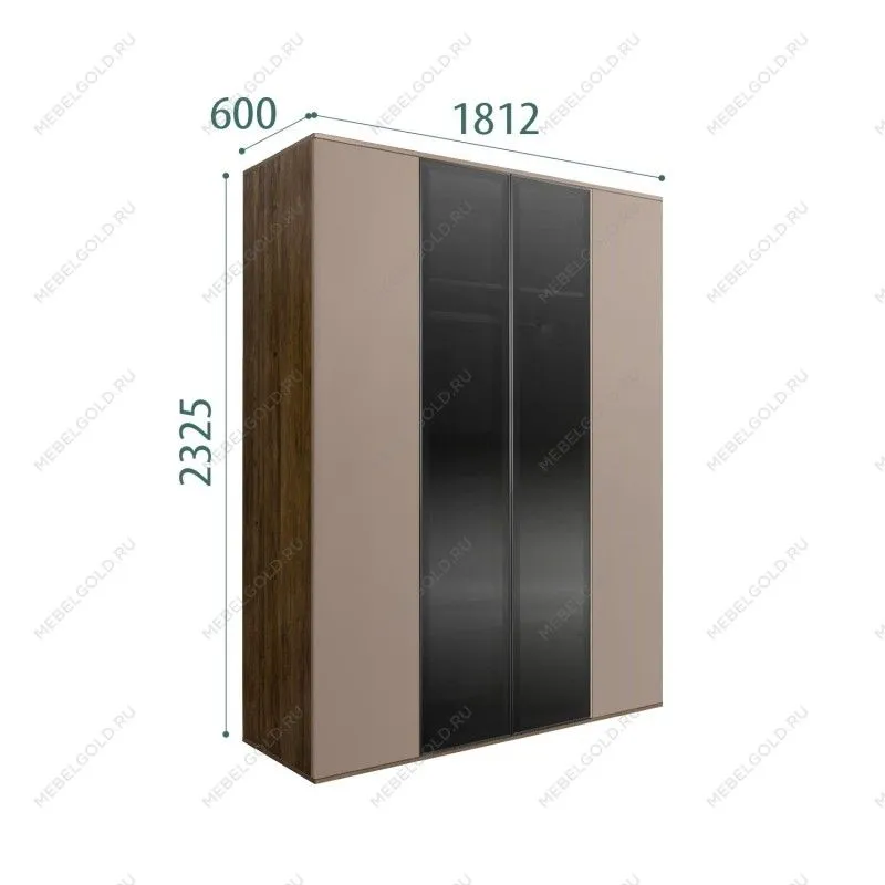 Шкаф 4-х дв. с ящиками Bogemia Woodline Air (Мокка/Черный) БМШ2/42(2)