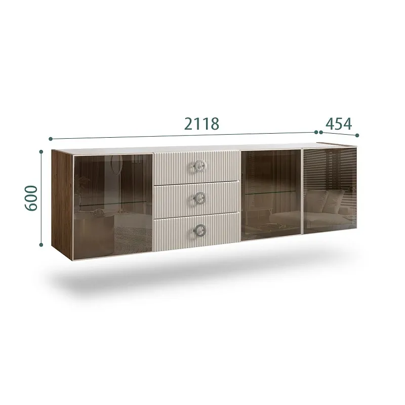 Комод 2.1м Bogemia Woodline Fly Fi (Шелк) (Novabuk/Хром) БМКМ-5[5]