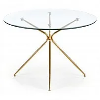 Стол обеденный Halmar RONDO (прозрачный/золотой)