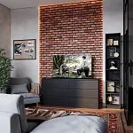 Комод Варма, 6 ящиков, горизонтальный, 160х78х40 см, шпон натурального дерева, ясень черный | изображение 6