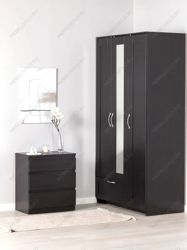 Комод Кастор, 3 ящика, 65х40х71 см, черный, дуб венге | изображение 1