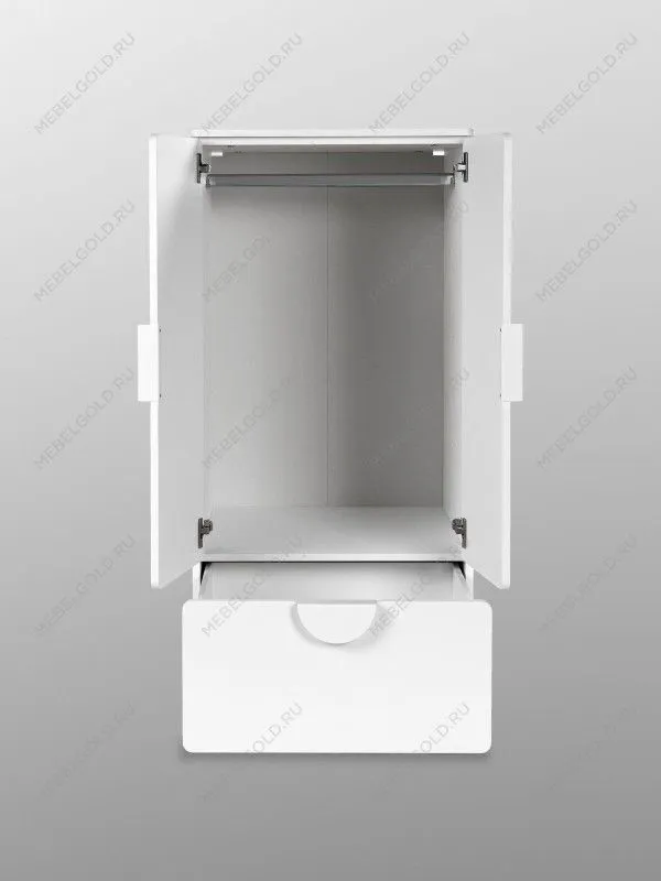 Шкаф распашной Пикси, с двумя дверьми, полкой и выдвижным ящиком 60х57х120, белый (робкий подснежник) | изображение 10