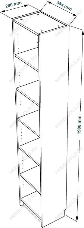 Стеллаж Варма, 6 полок, 38х198х28 см, белый | изображение 10