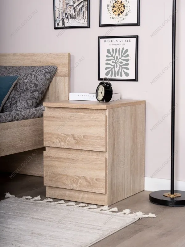 Тумба прикроватная Мальта, 2 ящика, 48х40х54 см, дуб сонома | изображение 3