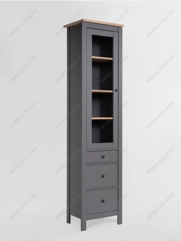 Шкаф с витриной Сага, 50х41х215 см, серый/ясень | изображение 6