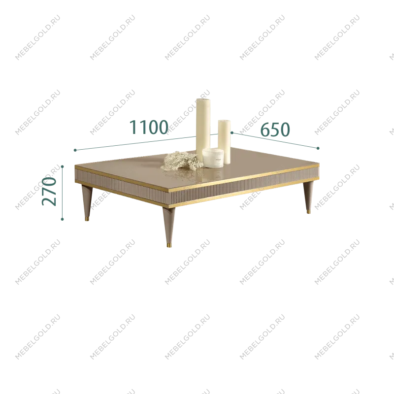 Журнальный столик узкий Римини СОЛО (Мокка/Золото) РМСТ-3(s)