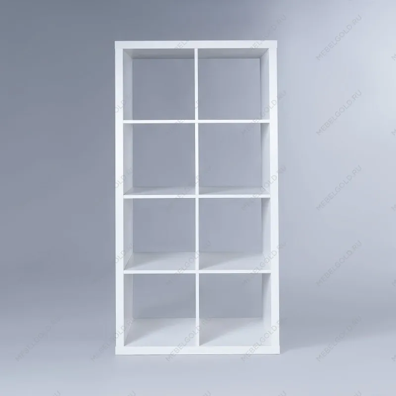КАЛЛАКС / ФОРА Стеллаж ИКЕА / IKEA 8, прямоуголной формы с двумя рядами ячеек, тамбурат, цвет белый | изображение 2