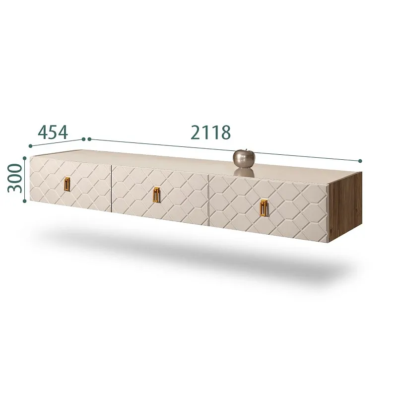 Тумба телевизионная 2.1м Bogemia Woodline Fly Fa (Ваниль) (Lakobel/Золото) БМТ-2