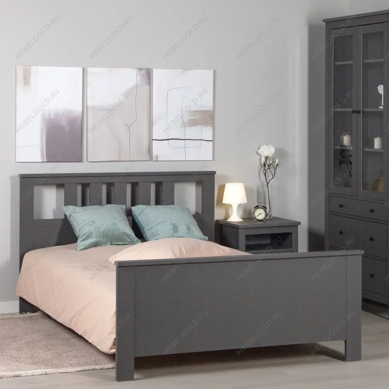 Кровать двуспальная Сага, 140х200 см, серая | изображение 8