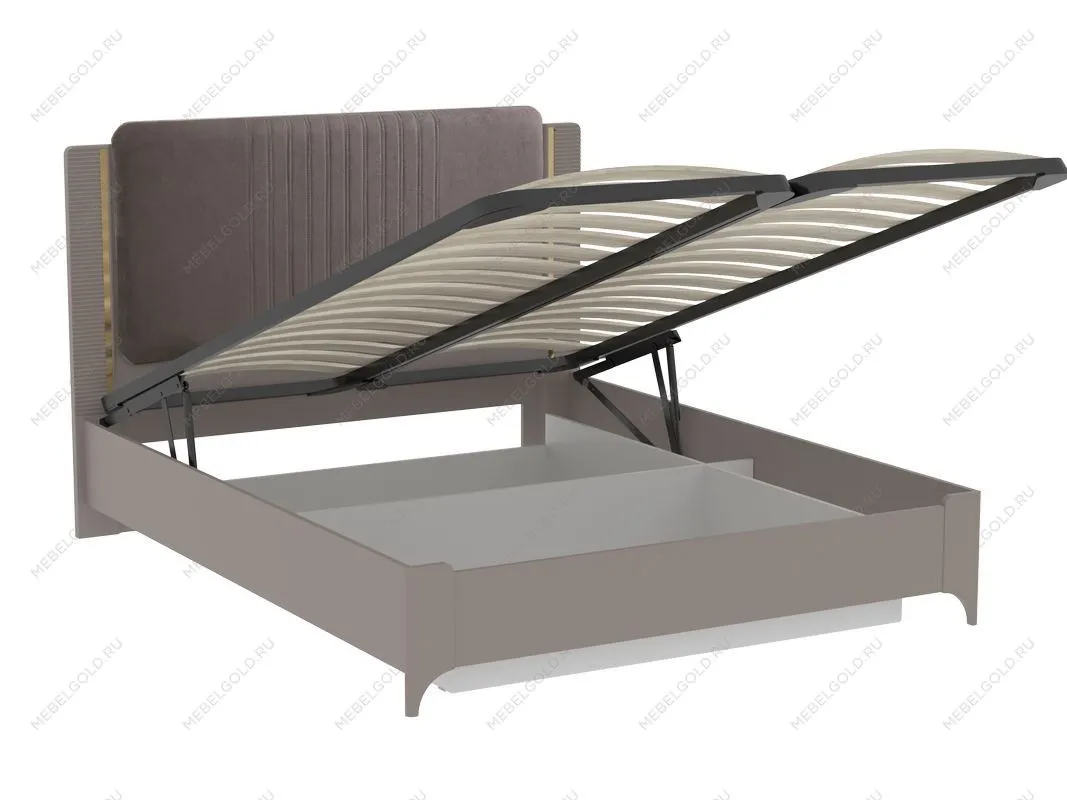 Кровать 1600 (велюр) с подъемным механизмом, Сиде (1692*2082*1200) Мокко
