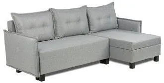 Диван-кровать угловой Киркас серый, рогожка