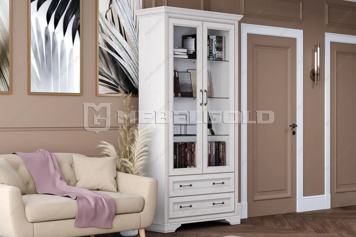 Шкаф-витрина Стилиус REG2W2S с подсветкой (Лиственница сибирская) | изображение 2