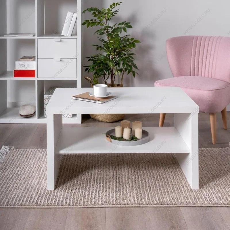 ЛАКК / ЭНКЕЛЬ Журнальный стол ИКЕА / IKEA 82С, тамбурат, цвет белый | изображение 4