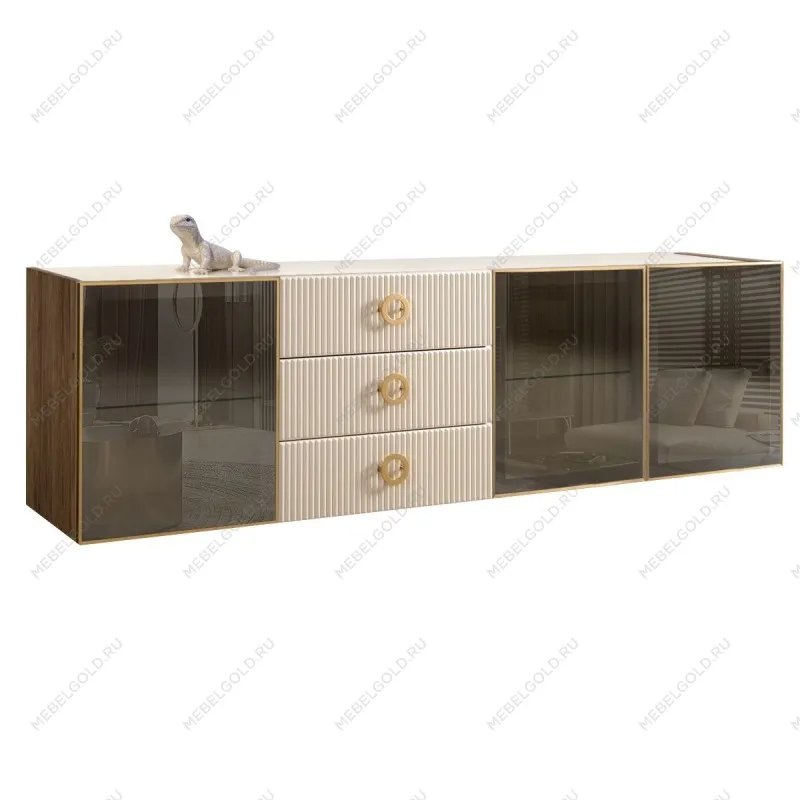 Комод 2.1м Bogemia Woodline Fly Fi (Слоновая кость) (Lakobel/Золото) БМКМ-5[5]