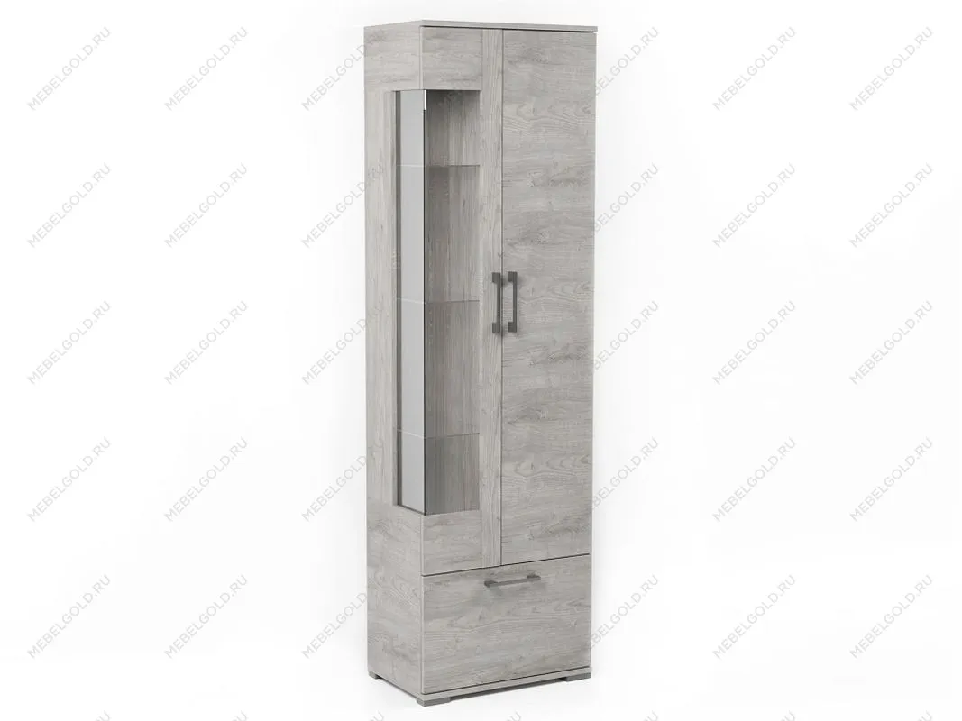 Пенал Д-3п со стеклом правый, Денвер (600*377*2020) Риббек серый, 31306