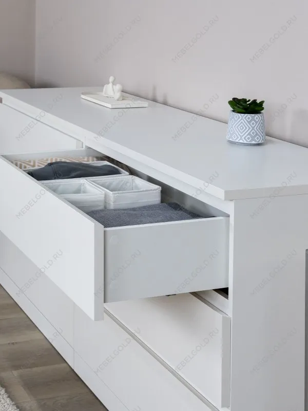 Комод Варма Прайм, 6 ящиков, горизонтальный, 160х77х48 см, эмаль, белый | изображение 4