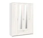 БРИМНЭС / СИРИУС Шкаф четырёхдверный ИКЕА / IKEA белый с одним выдвижным ящиком и двумя зеркалами | изображение 3