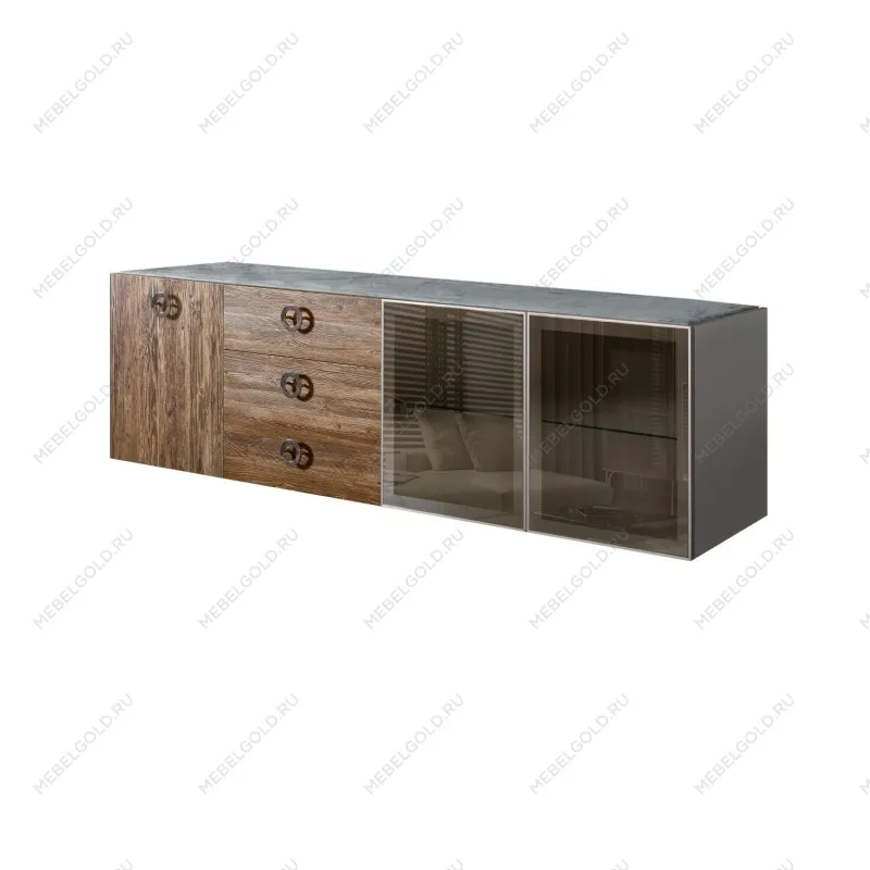 Комод 2.1м Bogemia Fly Wood Fi (Серый) (Novabuk/Хром) БМКМ-5[5][10]