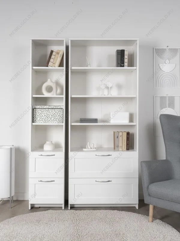 Стеллаж Сириус, 2 ящика, 78х35х190 см, белый | изображение 4