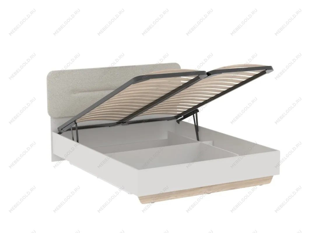 Кровать 1600 со светлой мягкой вставкой NEW и подъемным механизмом, Аврора Дуб Мария/Кашемир