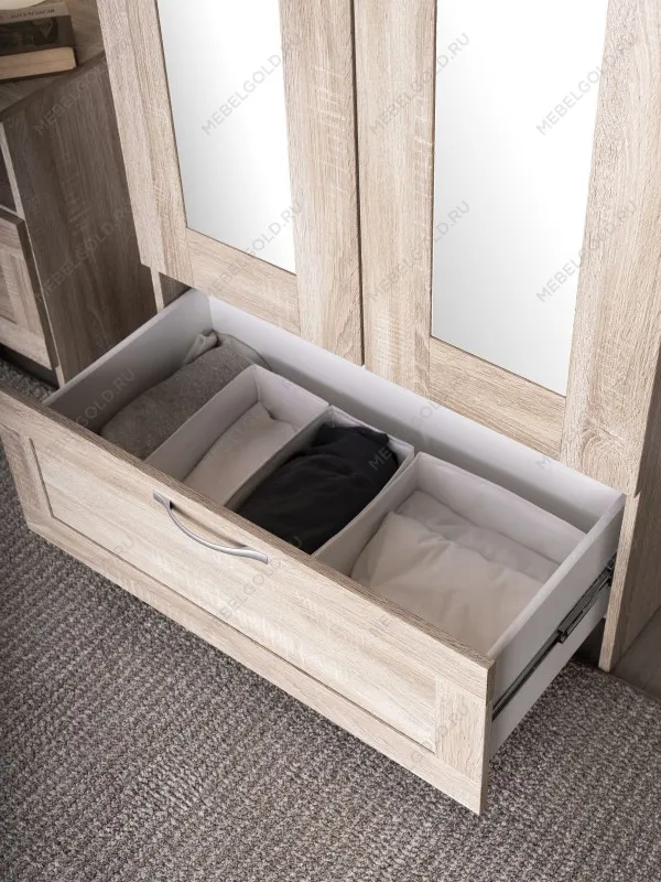 Шкаф Сириус, 2 двери и 1 ящик с зеркалом, 78х59х220 см, дуб сонома | изображение 4